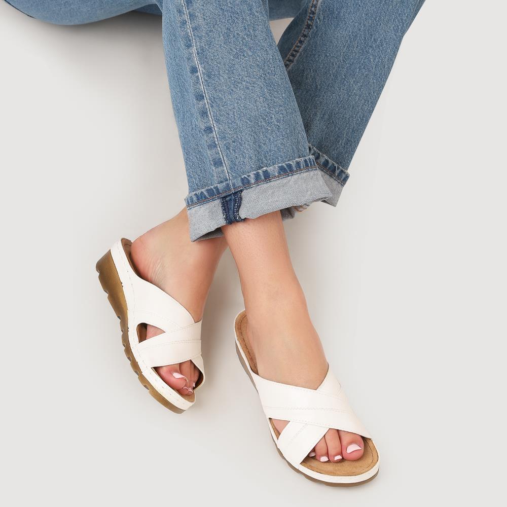 Crossover Mule Sandals - SERAY33007 / 320 090 - White - Image 5