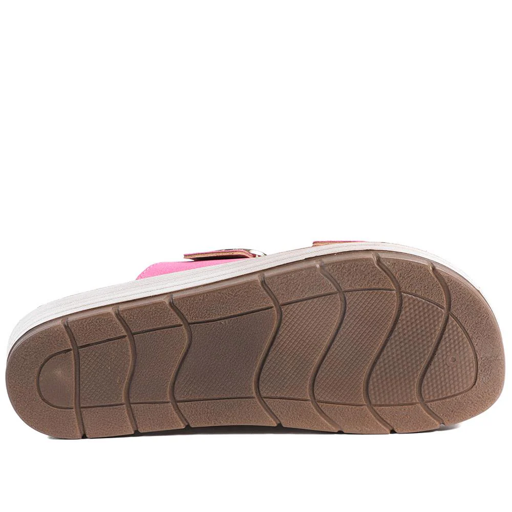 Cushioned Buckled Slip On Sandals - INB43005 / 329 126 - Fuschia - Image 6