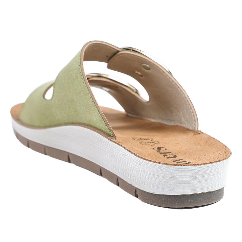 Cushioned Buckled Slip On Sandals - INB43005 / 329 126 - Green - Image 4