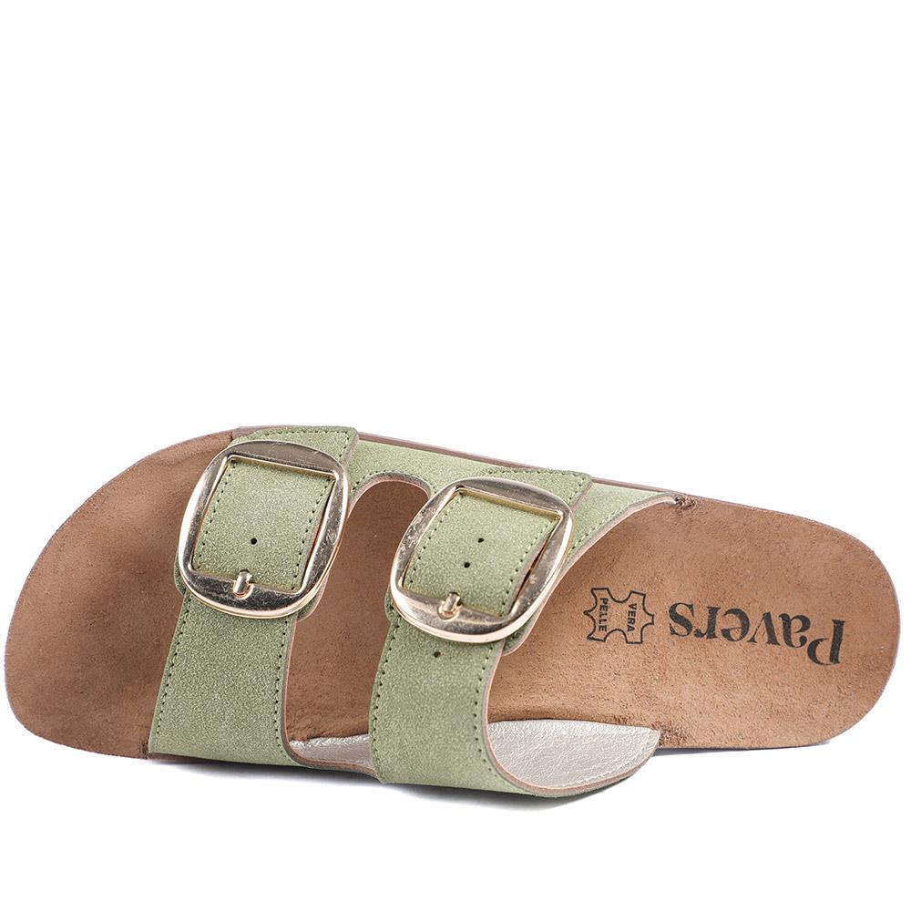 Cushioned Buckled Slip On Sandals - INB43005 / 329 126 - Green - Image 5