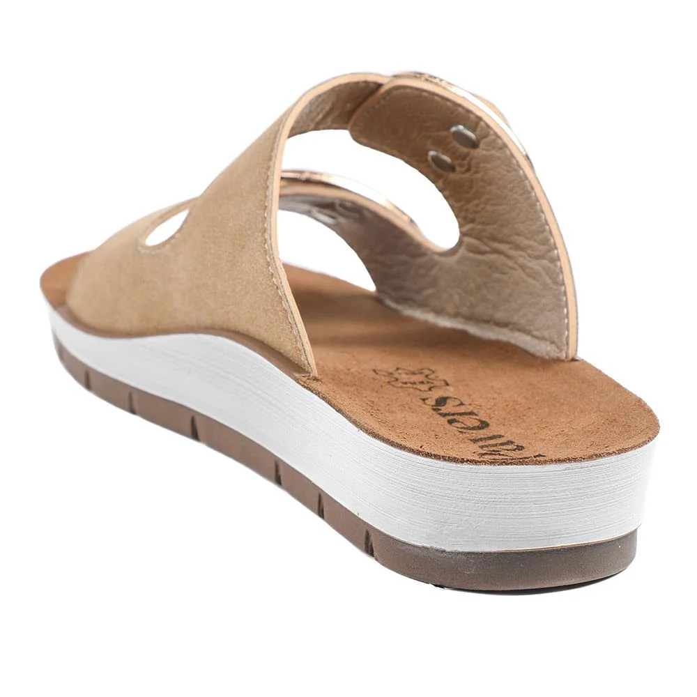 Cushioned Buckled Slip On Sandals - INB43005 / 329 126 - Natural - Image 4