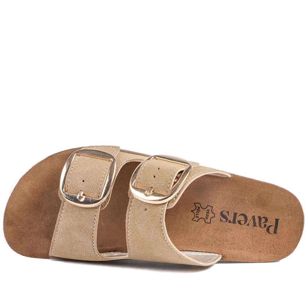 Cushioned Buckled Slip On Sandals - INB43005 / 329 126 - Natural - Image 5
