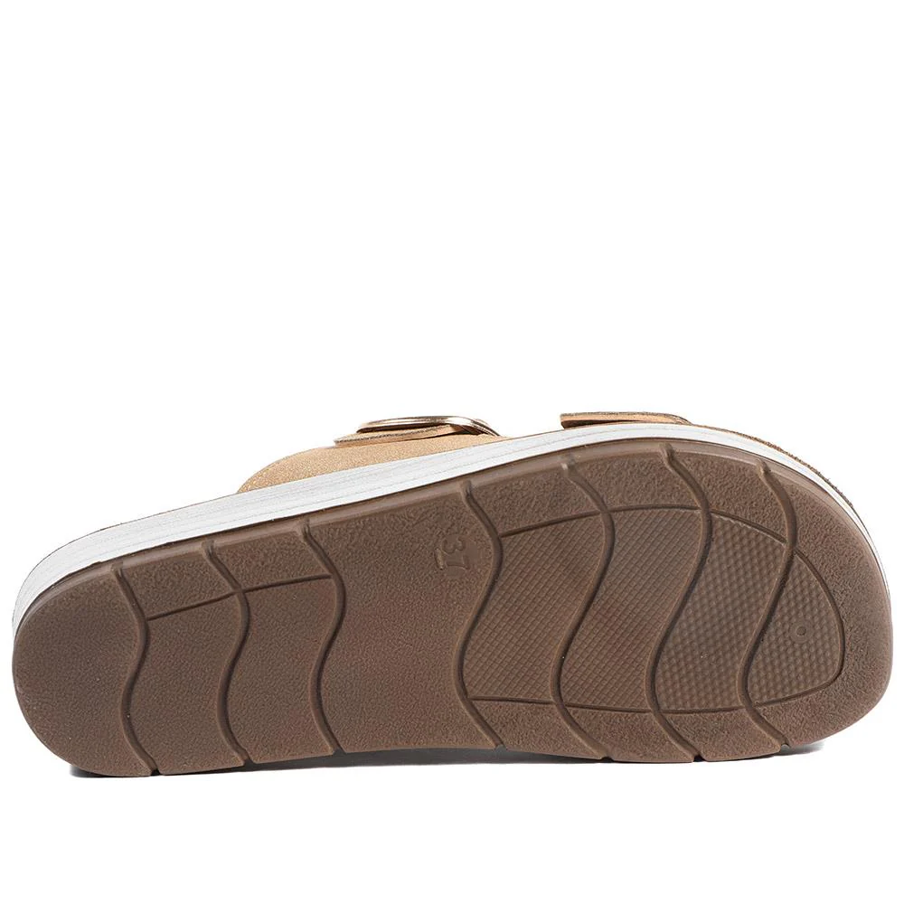 Cushioned Buckled Slip On Sandals - INB43005 / 329 126 - Natural - Image 6
