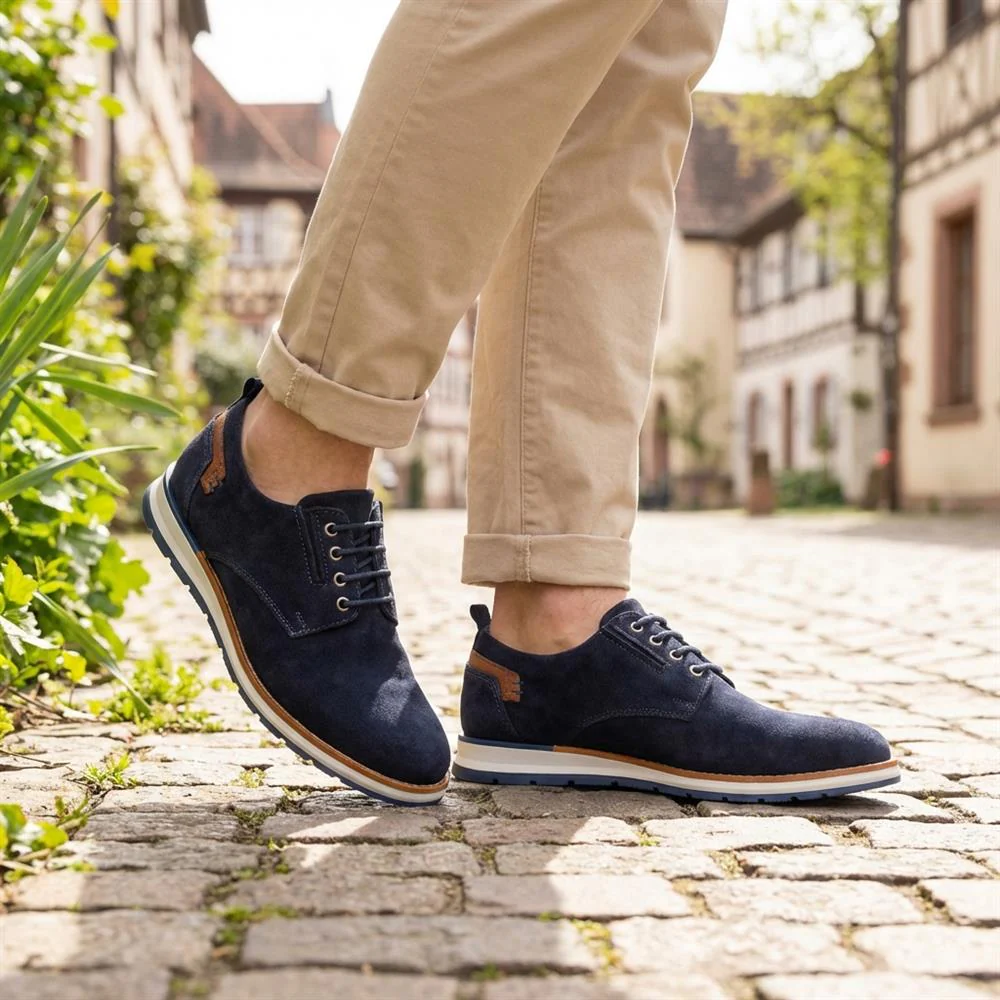Cushioned Leather Lace-Up Shoes - ITAR41003 / 327 177 - Navy - Image 2