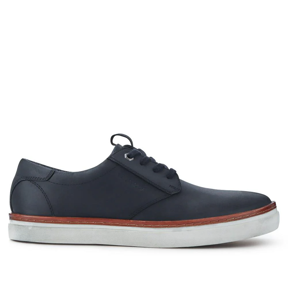 Cushioned Leather Lace-Up Trainers - HARWICH / 326 972 - Black - Image 2