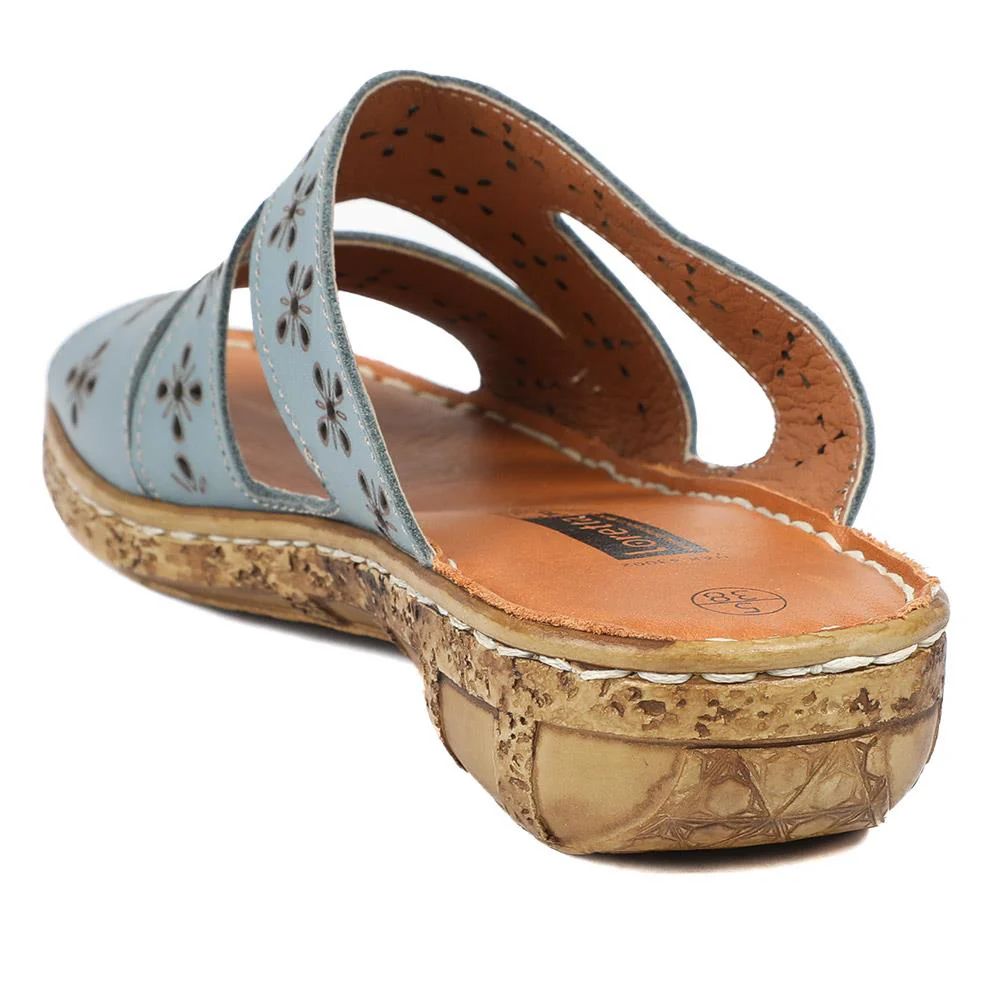 Cushioned Leather Mule Sandals - HAK43002 / 329 317 - Denim - Image 4