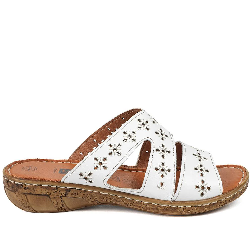 Cushioned Leather Mule Sandals - HAK43002 / 329 317 - White - Image 2