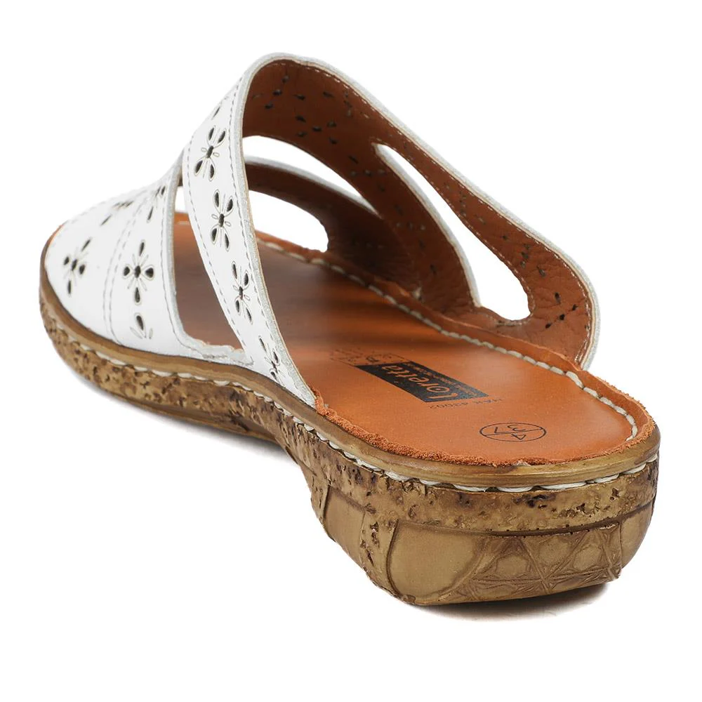 Cushioned Leather Mule Sandals - HAK43002 / 329 317 - White - Image 3