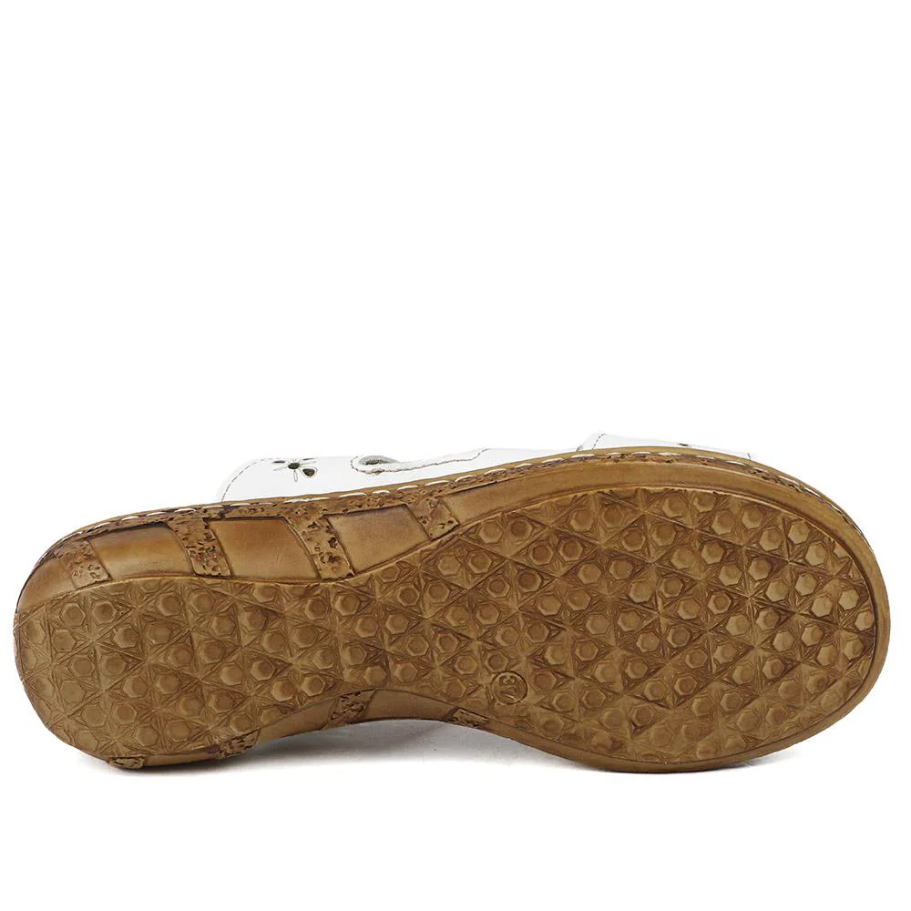 Cushioned Leather Mule Sandals - HAK43002 / 329 317 - White - Image 5