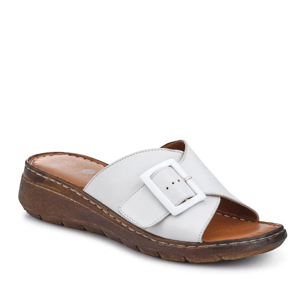 Cushioned Leather Mules - LUCK41009 / 327 392 - White