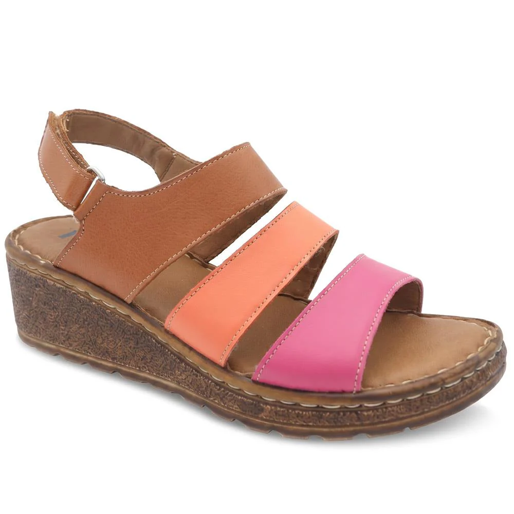 Cushioned Leather Wedge Heel Sandals - BOAY43000 / 329 206 - Image 2