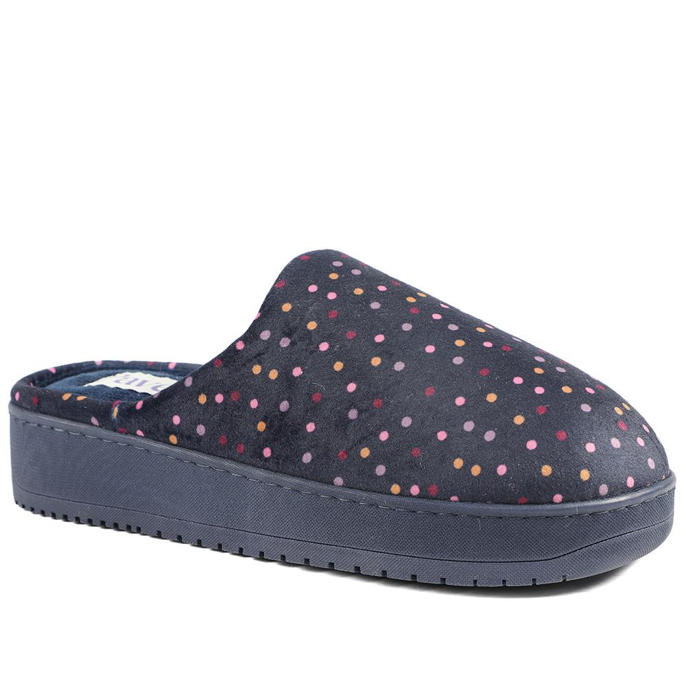 Cushioned Memory Foam Mule Slippers - QING43000 / 329 335 - Navy Multi
