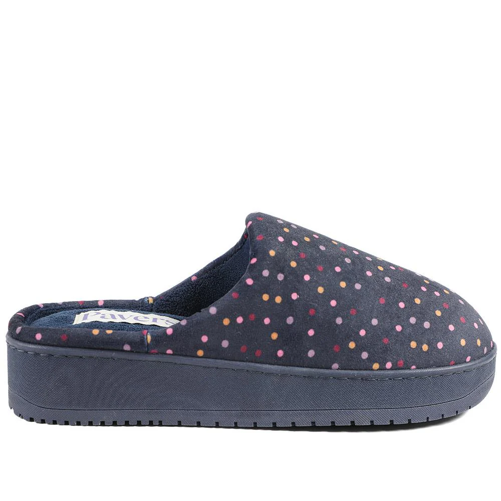 Cushioned Memory Foam Mule Slippers - QING43000 / 329 335 - Navy Multi - Image 3