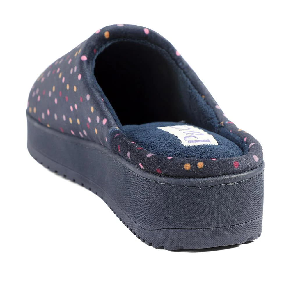 Cushioned Memory Foam Mule Slippers - QING43000 / 329 335 - Navy Multi - Image 4