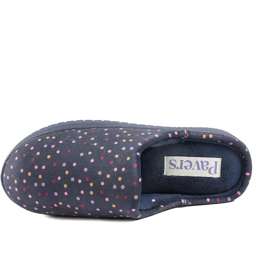 Cushioned Memory Foam Mule Slippers - QING43000 / 329 335 - Navy Multi - Image 5