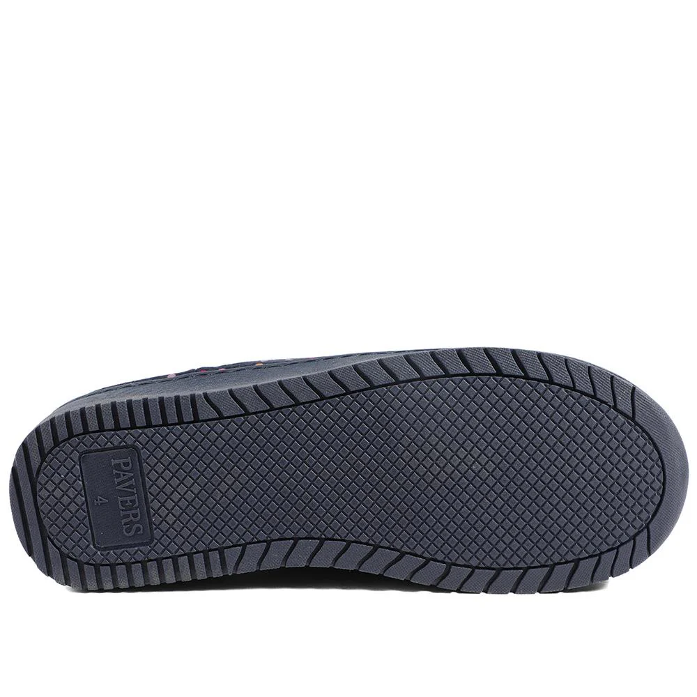 Cushioned Memory Foam Mule Slippers - QING43000 / 329 335 - Navy Multi - Image 6