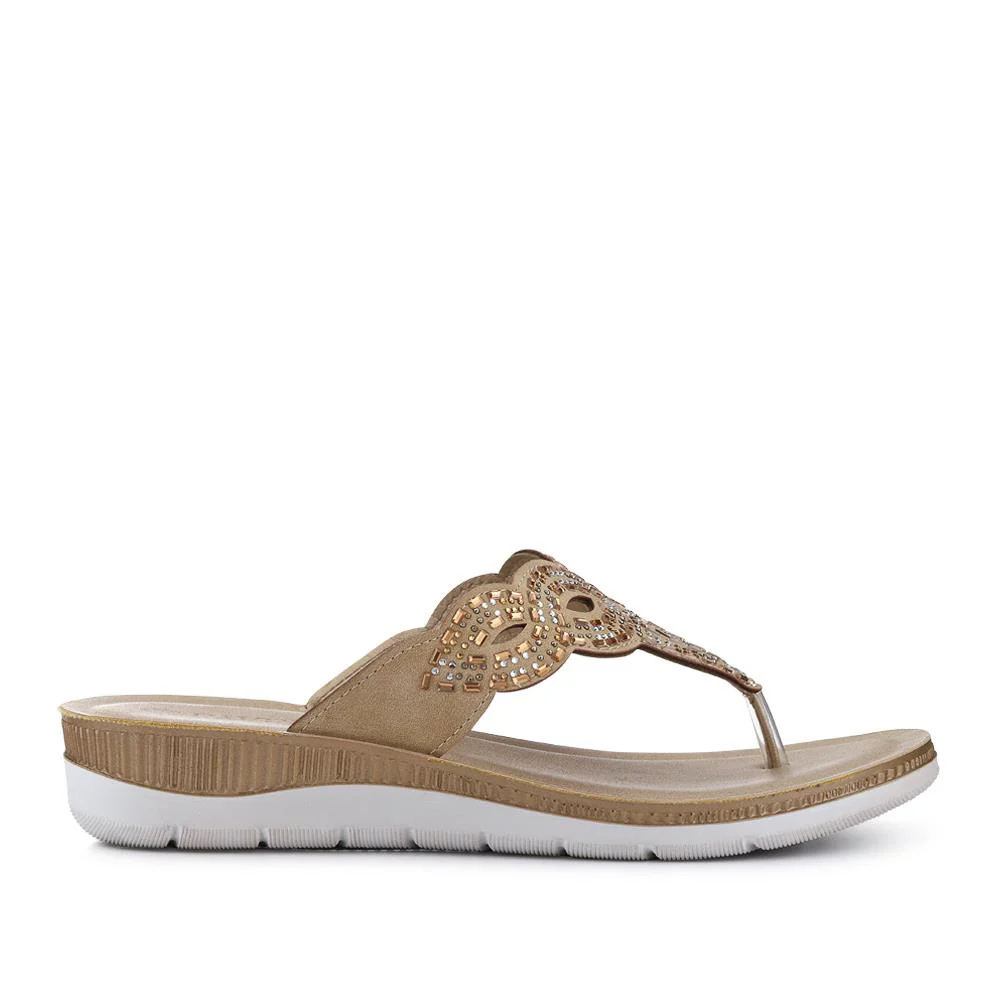 Cushioned Toe Post Sandals - INB41028 / 327 354 - Gold - Image 2