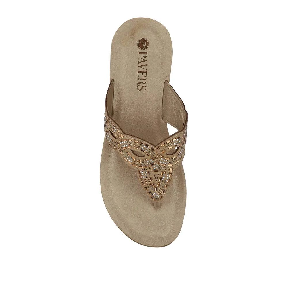 Cushioned Toe Post Sandals - INB41028 / 327 354 - Gold - Image 4