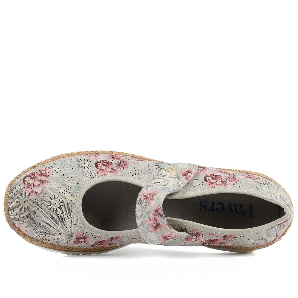 Cushioned Touch Fasten Mary Janes - WBINS43051 / 328 961 - Grey Floral - Image 5