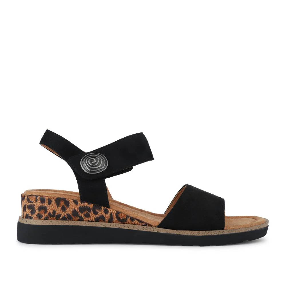 Cushioned Touch-Fasten Sandals - WOIL41044 / 327 272 - Black Leopard - Image 3