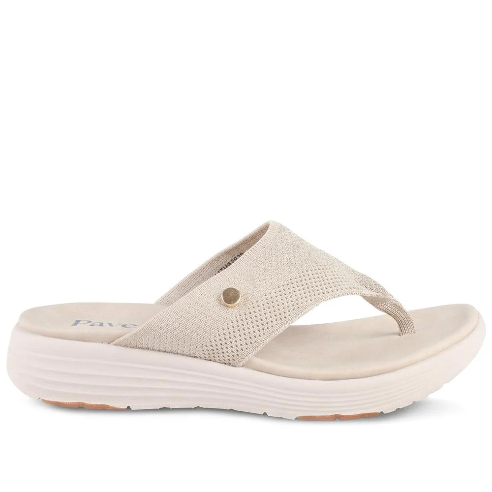 Cushioned Wedge Heel Toe Post Sandals - BAIZH43036 / 328 989 - Beige - Image 2