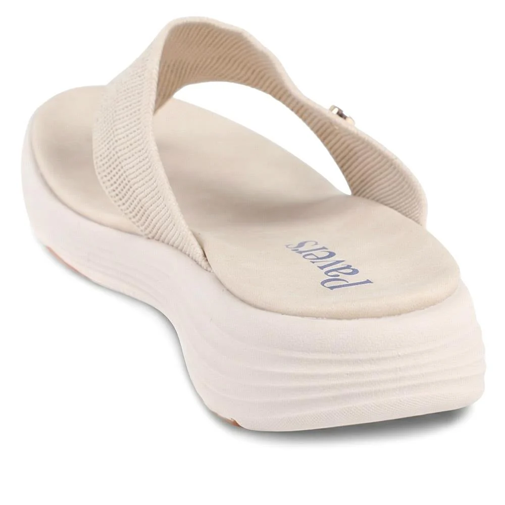 Cushioned Wedge Heel Toe Post Sandals - BAIZH43036 / 328 989 - Beige - Image 3