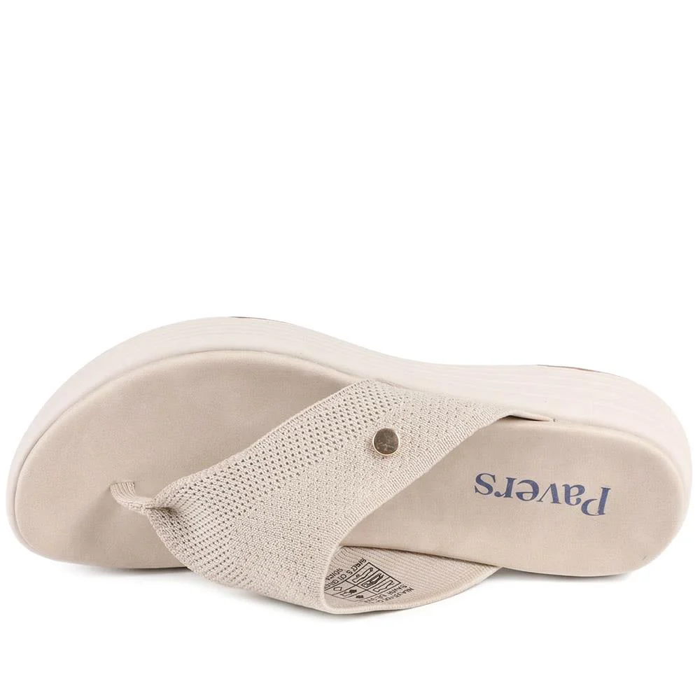 Cushioned Wedge Heel Toe Post Sandals - BAIZH43036 / 328 989 - Beige - Image 4