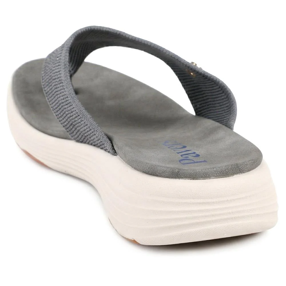 Cushioned Wedge Heel Toe Post Sandals - BAIZH43036 / 328 989 - Grey - Image 3