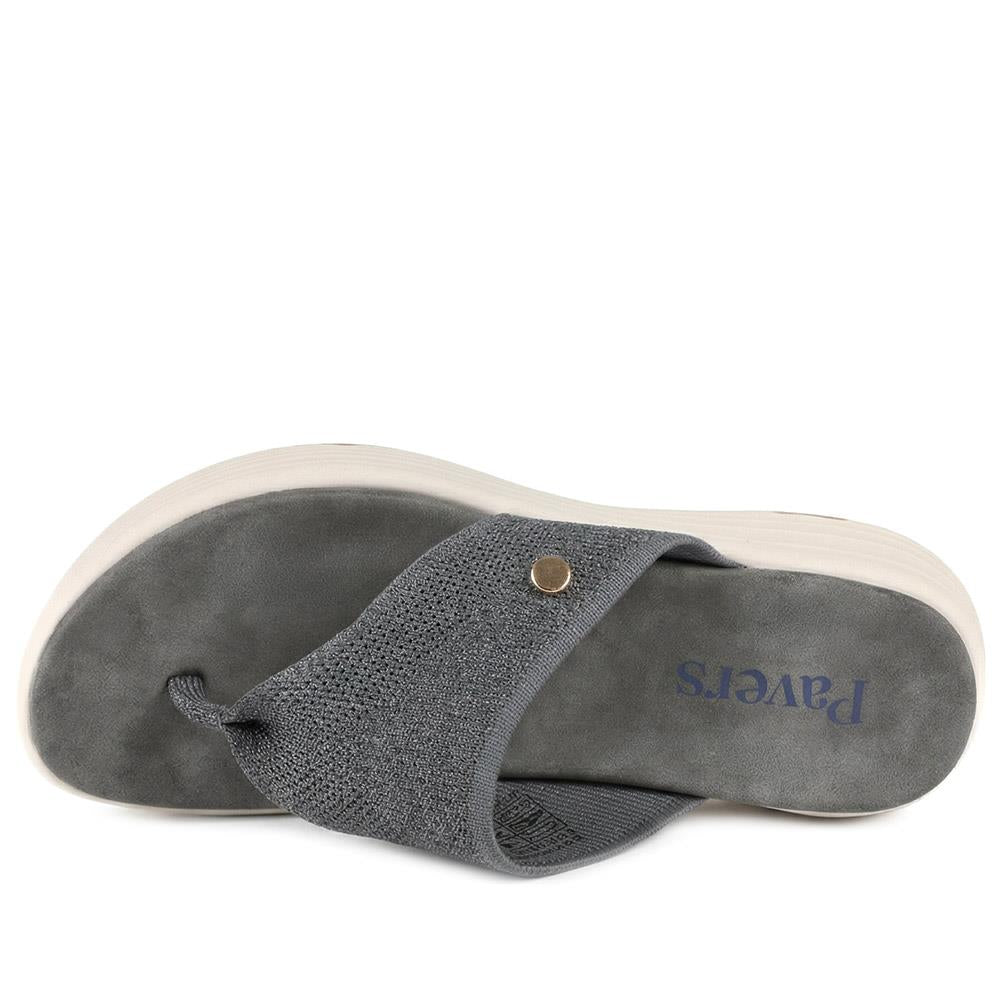 Cushioned Wedge Heel Toe Post Sandals - BAIZH43036 / 328 989 - Grey - Image 4
