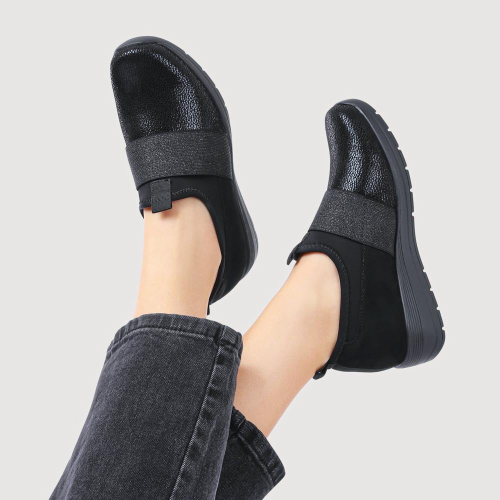 Cushioned Wedge Slip-On Shoes - SANYI42004 / 327 956 - Black - Image 5