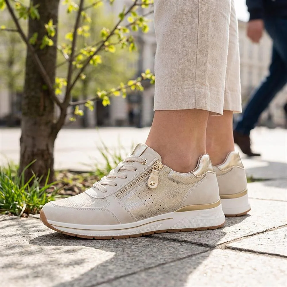 Cushioned Zip Up Trainers - WOIL43022 / 329 072 - Beige - Image 2