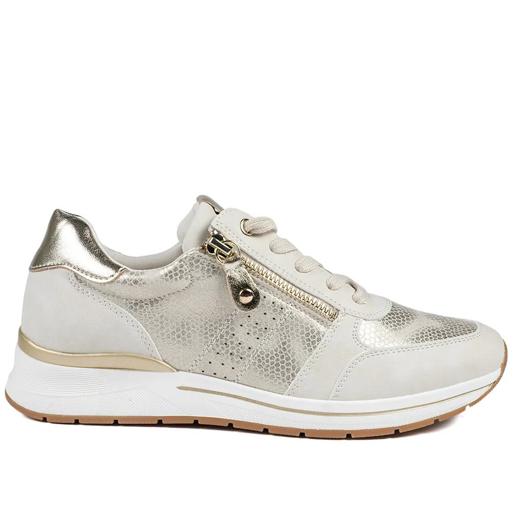 Cushioned Zip Up Trainers - WOIL43022 / 329 072 - Beige - Image 3