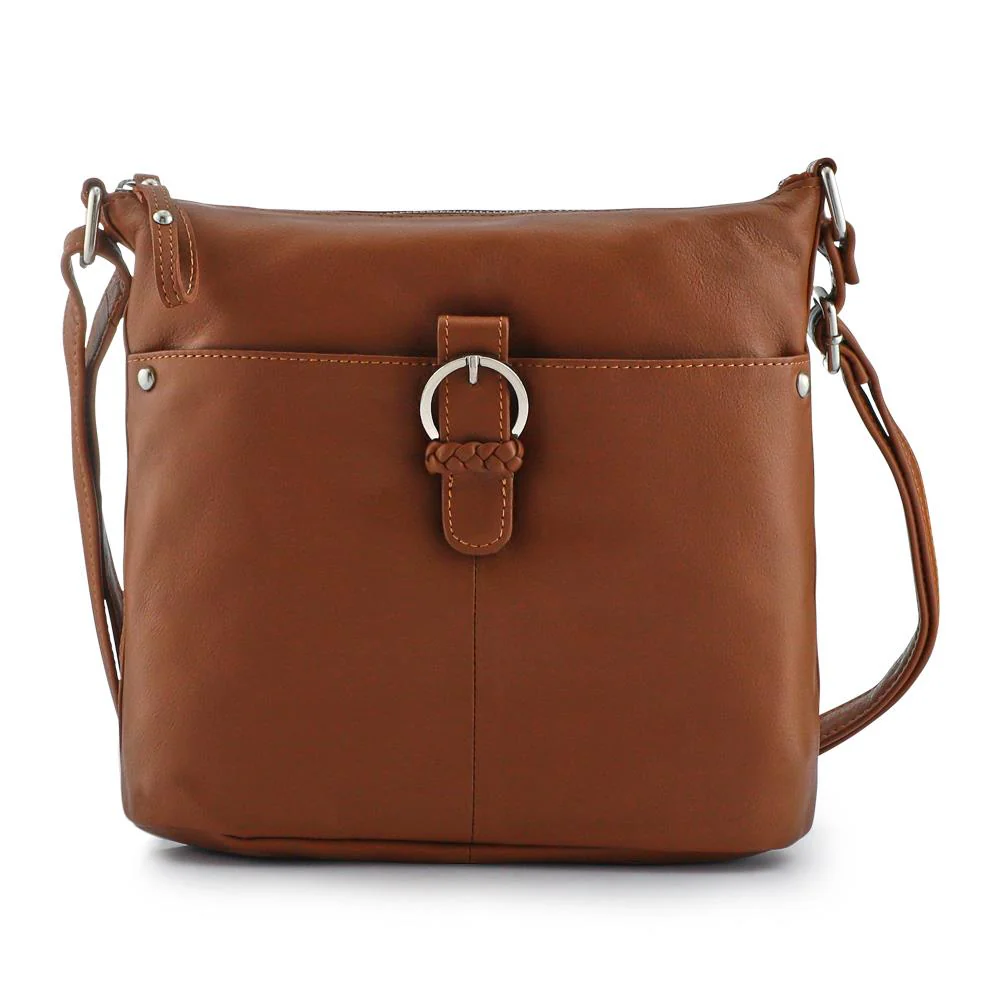 Leather Daily Zip-Close Crossbody Bag - JWNBG41003 / 327 771 - Tan