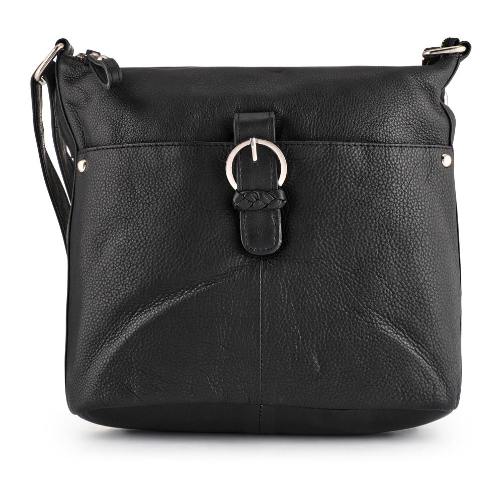 Leather Daily Zip-Close Crossbody Bag - JWNBG41003 / 327 771 - Black