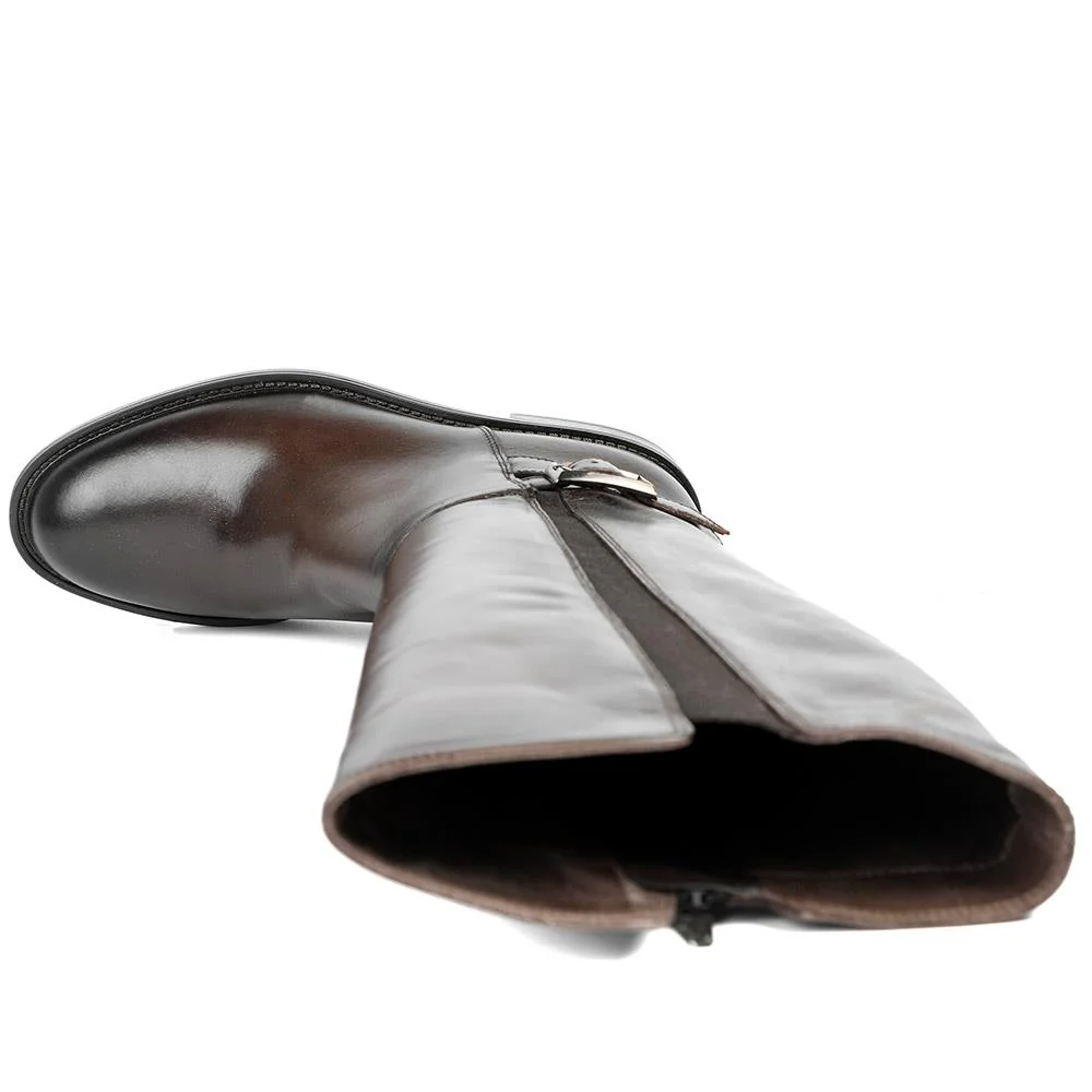 Danica Leather Long Boots - DANICA / 328 082 - Dark Brown Leather - Image 4