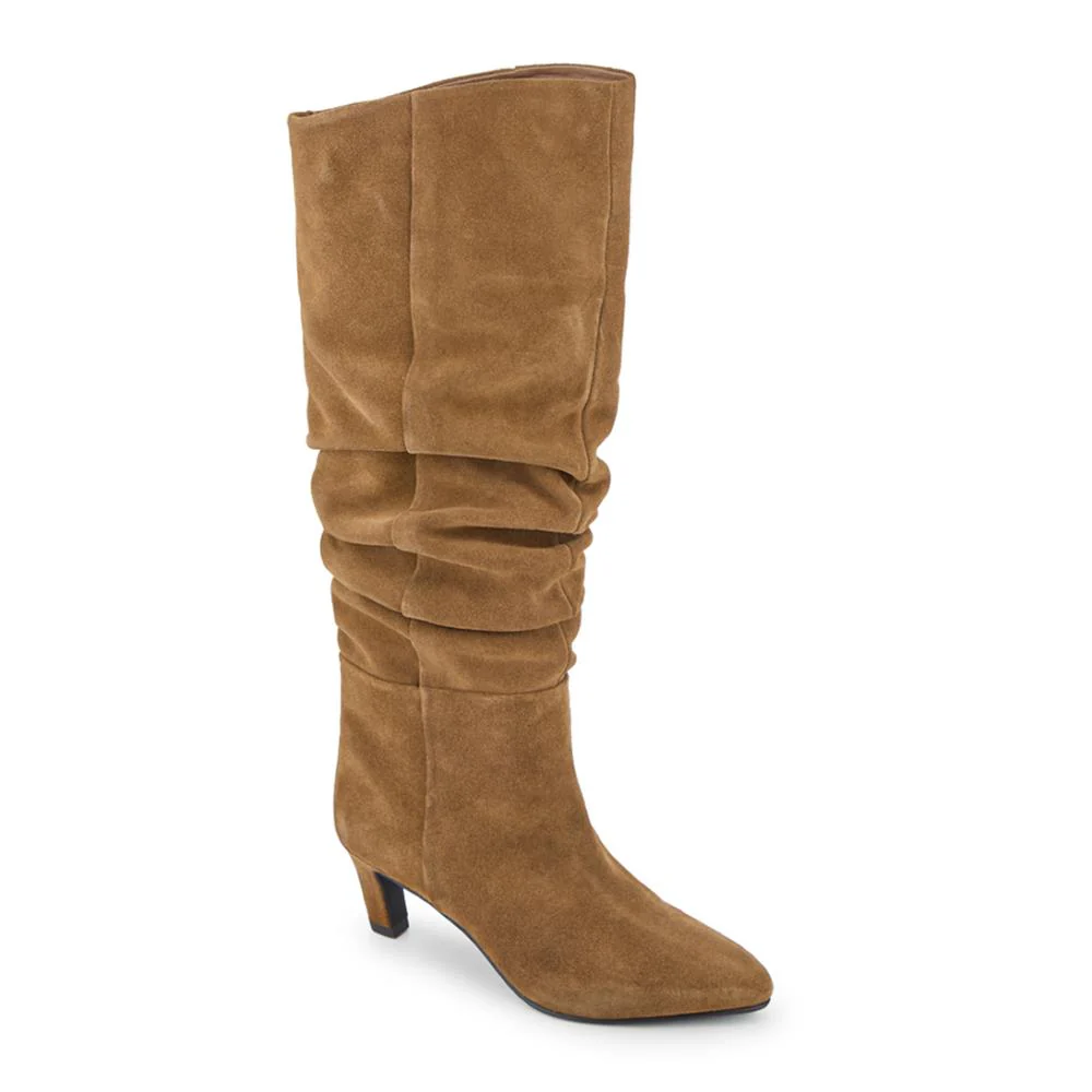 Darlina Leather Slouch Long Boots - DARLINA / 328 083 - Tan Suede
