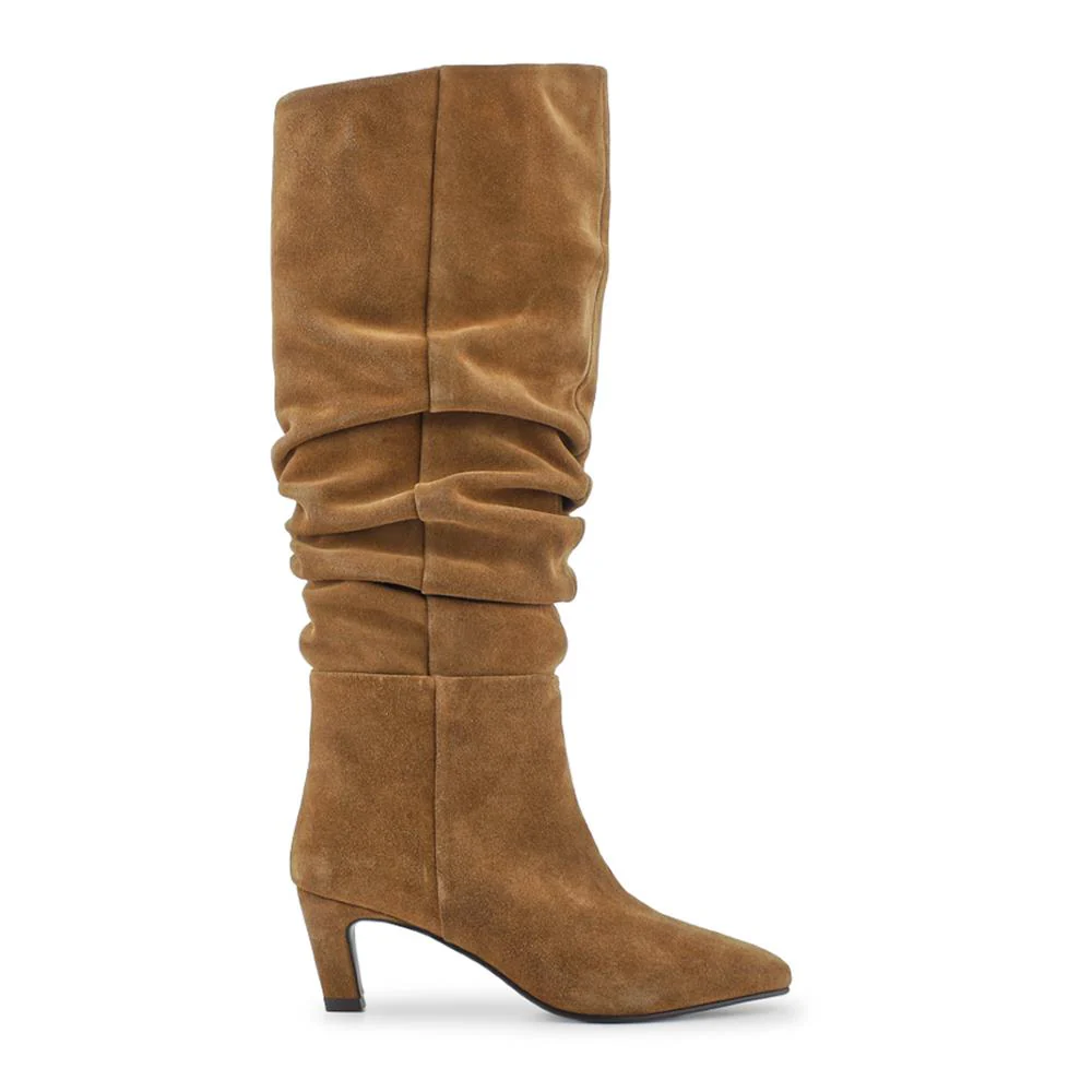 Darlina Leather Slouch Long Boots - DARLINA / 328 083 - Tan Suede - Image 2