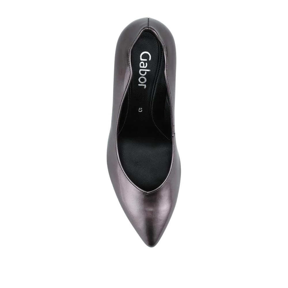 Degree Gabor Leather Stiletto Heel Court Shoes - GAB42512 / 327 873 - Silver - Image 4