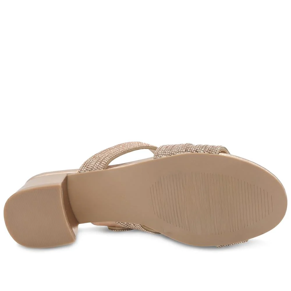 Diamante Block Heel Strappy Sandals - SANYI43000 / 329 142 - Rose Gold - Image 6
