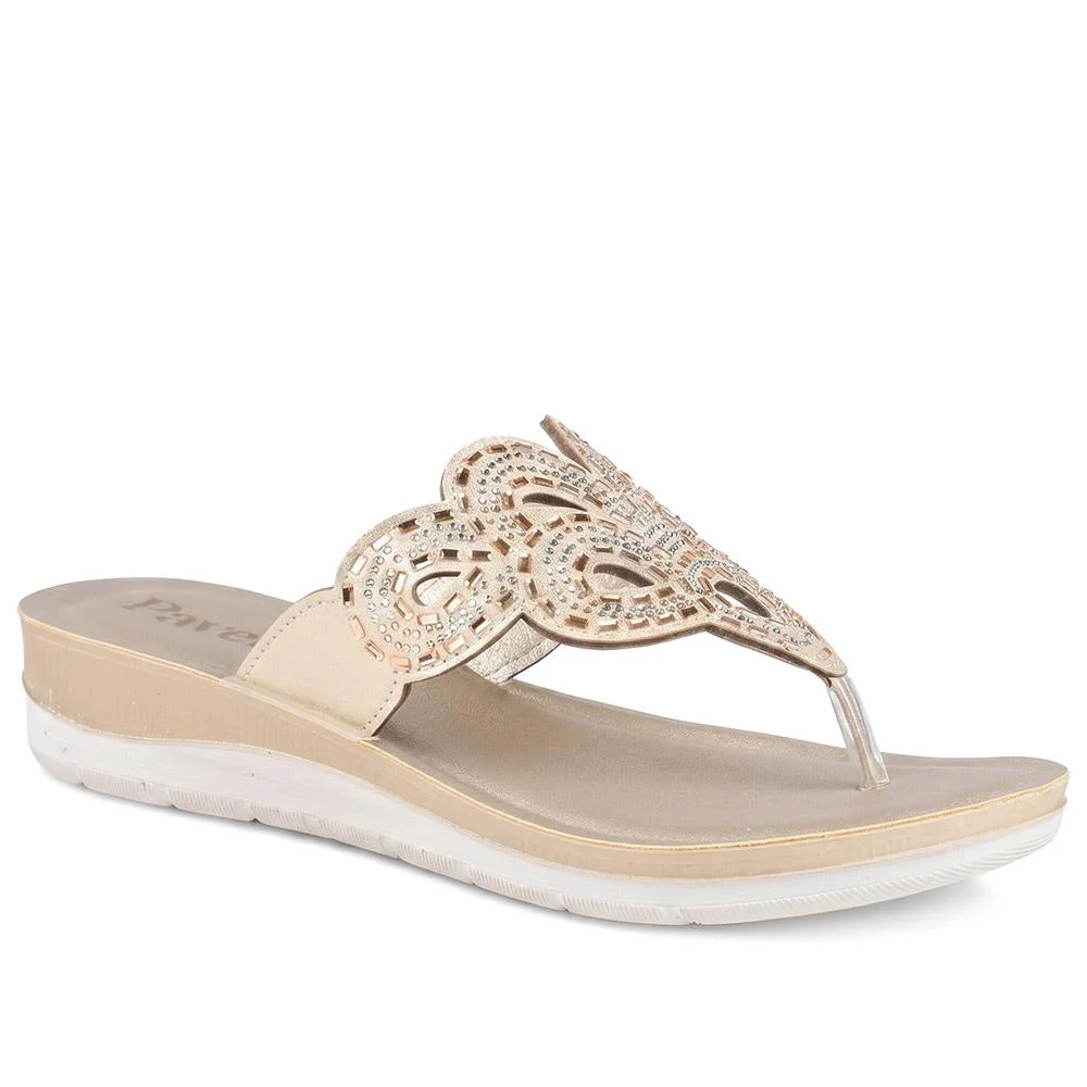 Diamante Cushioned Toe Post Sandals - INB43023 / 329 243