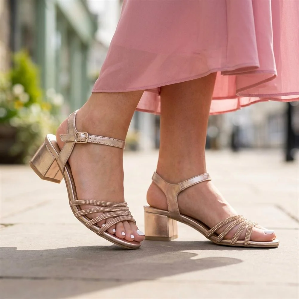 Diamante Smart Strappy Sandals - SANYI43002 / 329 146 - Rose Gold - Image 2