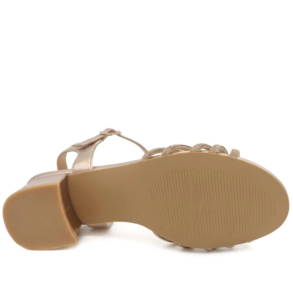 Diamante Smart Strappy Sandals - SANYI43002 / 329 146 - Rose Gold - Image 6
