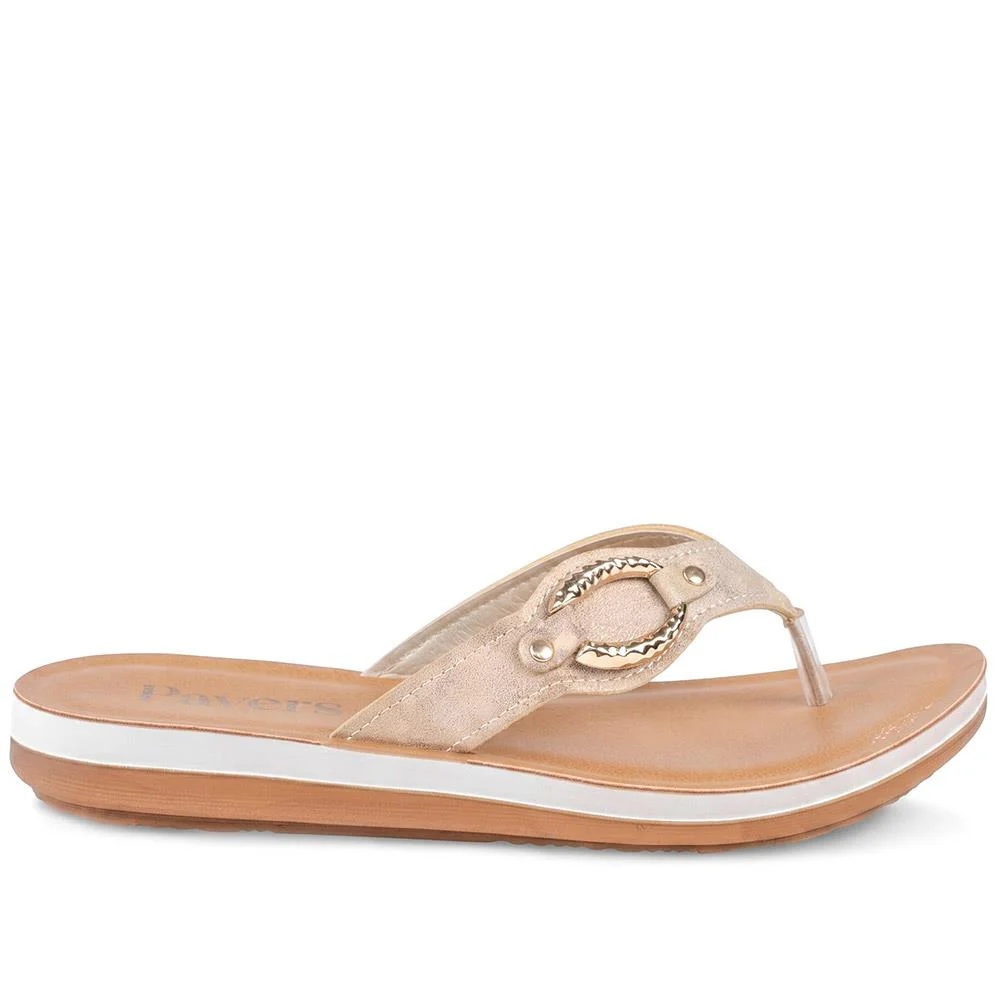 Diamante Trim Toe Post Mule Sand - INB43032 / 329 427 - Bronze - Image 2