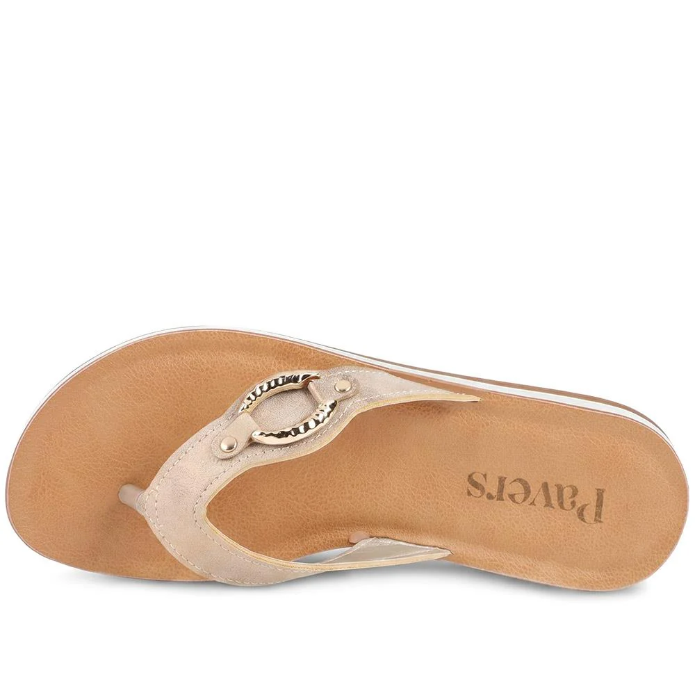 Diamante Trim Toe Post Mule Sand - INB43032 / 329 427 - Bronze - Image 4