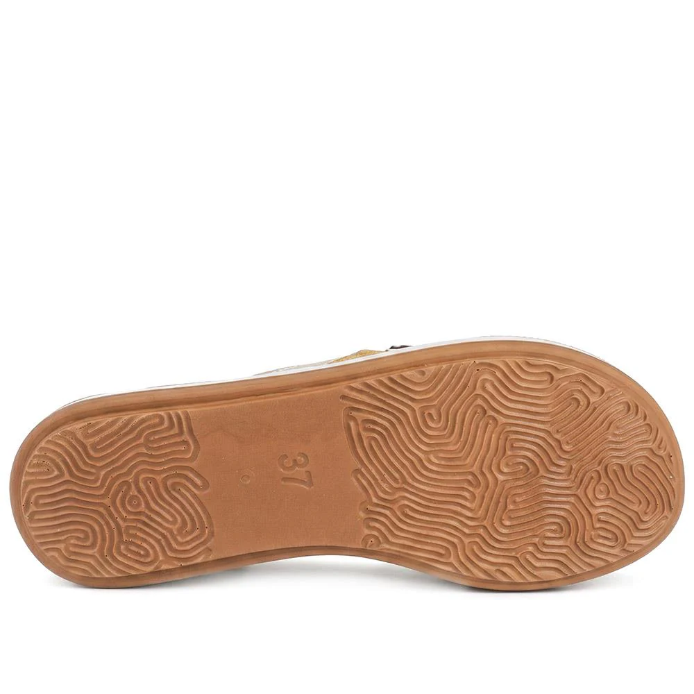 Diamante Trim Toe Post Mule Sand - INB43032 / 329 427 - Bronze - Image 5