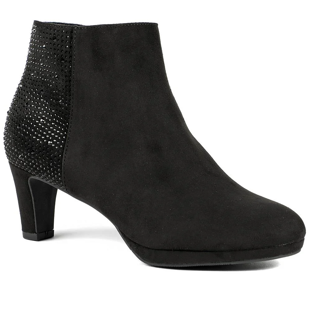 Diamente Kitten Heel Ankle Boots - PLAN42010 / 328 402 - Black