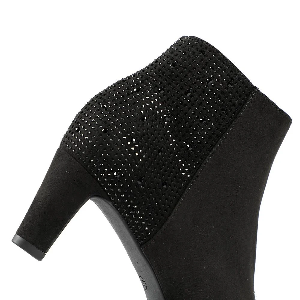 Diamente Kitten Heel Ankle Boots - PLAN42010 / 328 402 - Black - Image 6