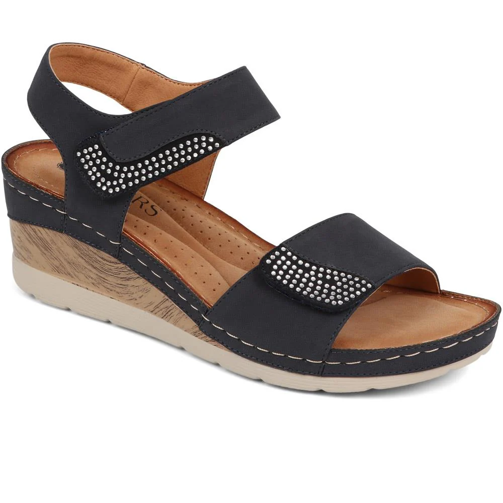 Double-Strap Touch-Fasten Wedge Sandals  - WOIL39033 / 325 303 - Image 2