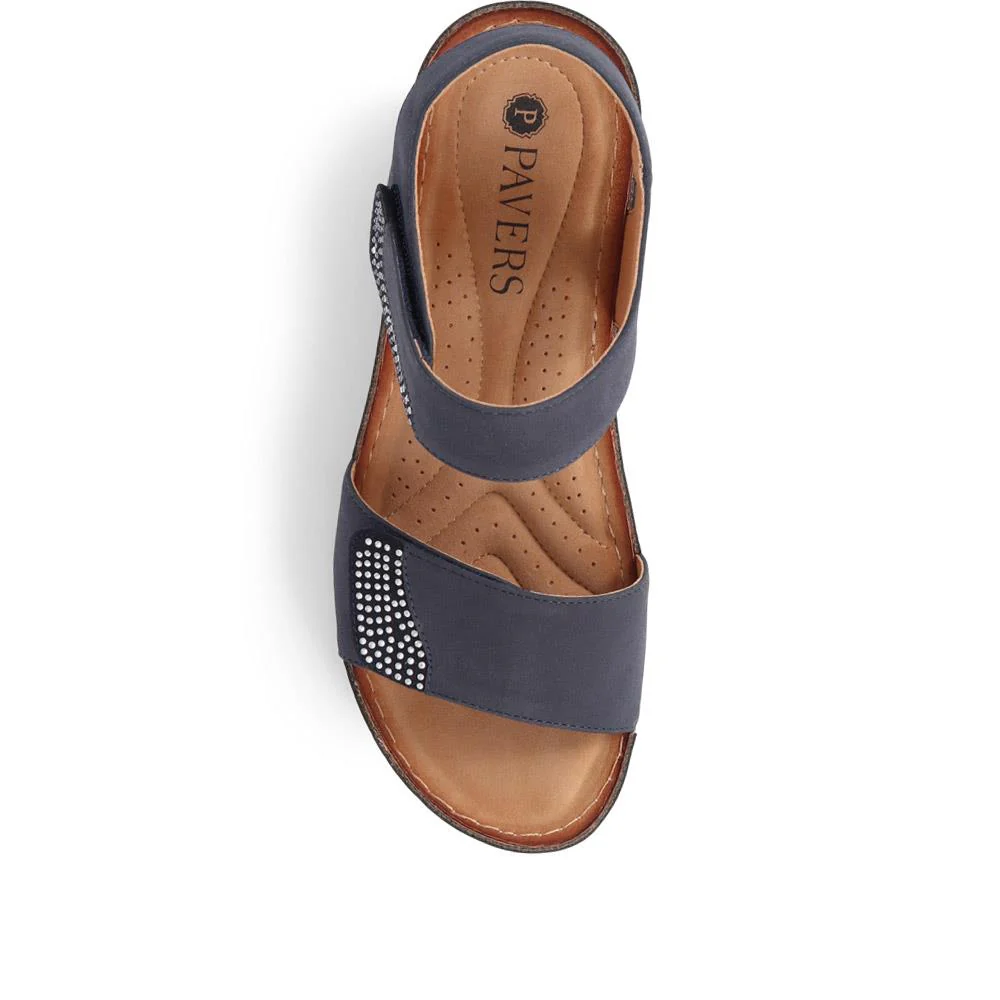Double-Strap Touch-Fasten Wedge Sandals - WOIL39033 / 325 303 - Navy - Image 5