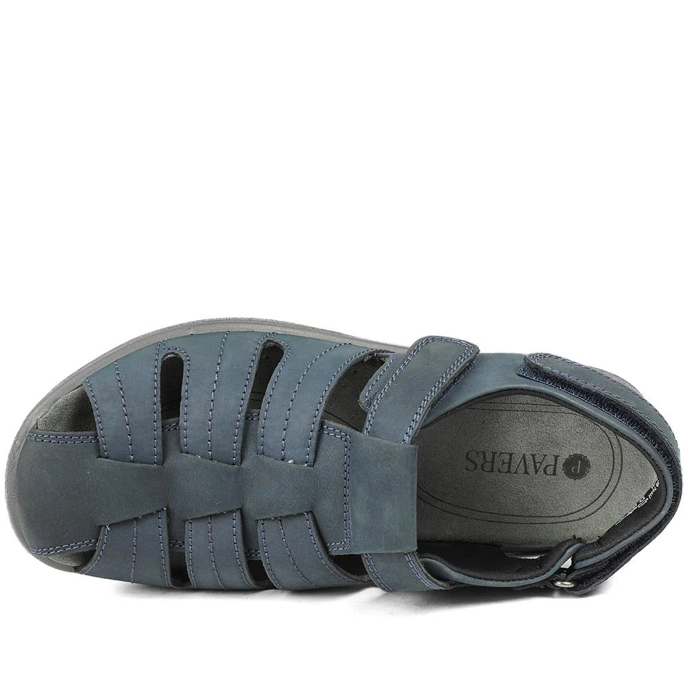 Dual Adjustable Fasten Leather Sandals - DDIN43009 / 329 104 - Denim - Image 4